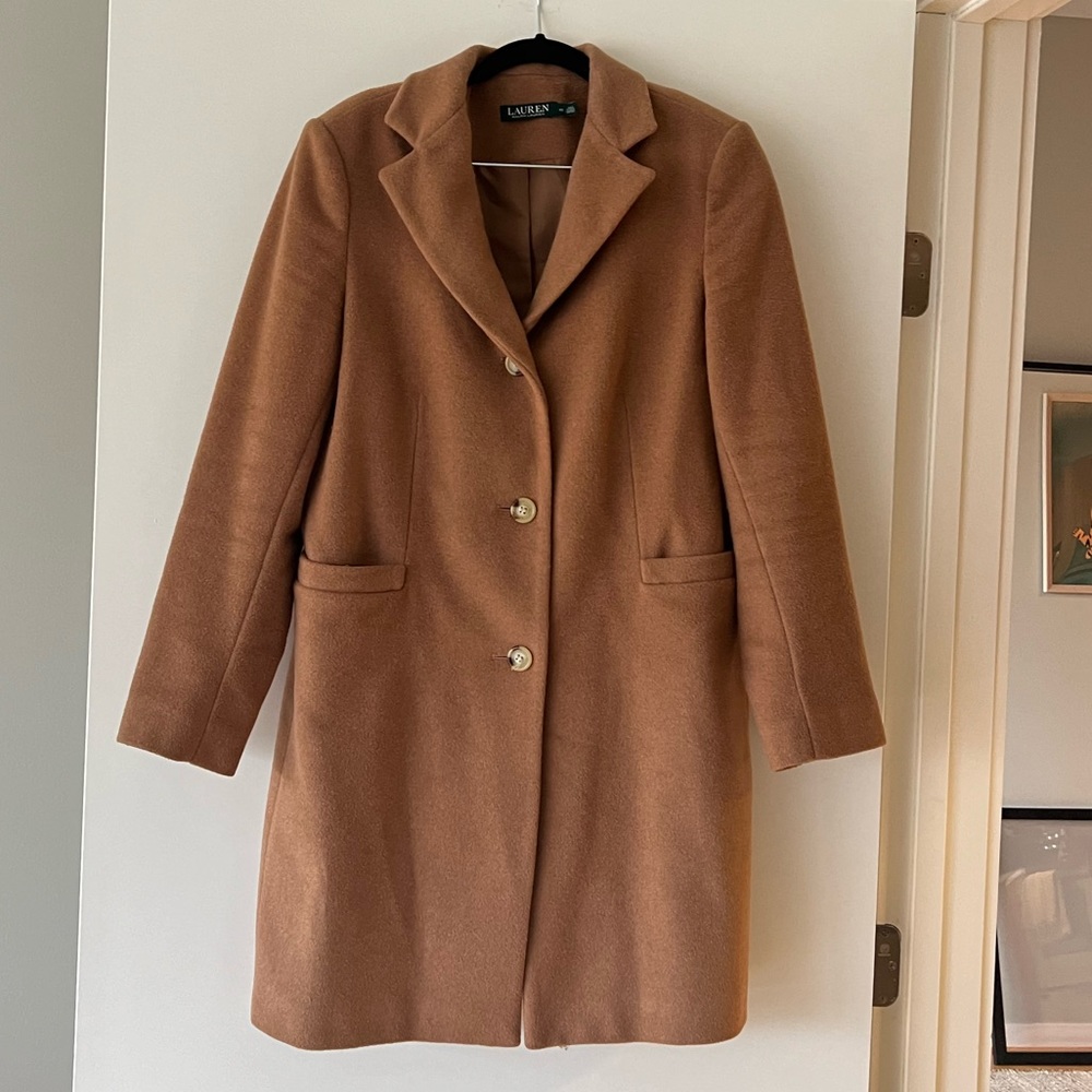 Lauren Ralph Lauren wool blend reefer coat in old camel